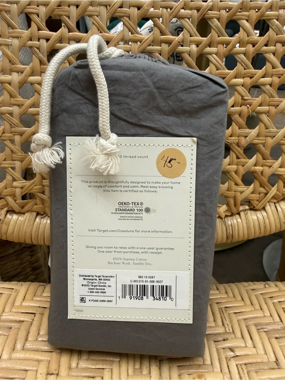Casaluna Luxury Solid Gray Pillowcases -Supima Percale Cotton pillowcase set